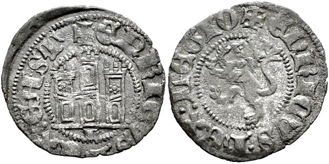 Tipo 32. Dinero Novén de Castillo y León, con orla redonda - Imagen 1