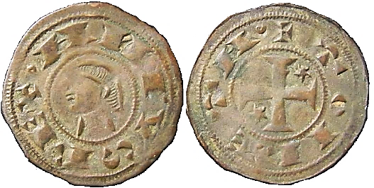 Tipo 32. Dinero toledano de buena técnica con leyenda “Tolleta”, y con estrellas de cinco puntas en segundo y tercer cuadrante - Imagen 1