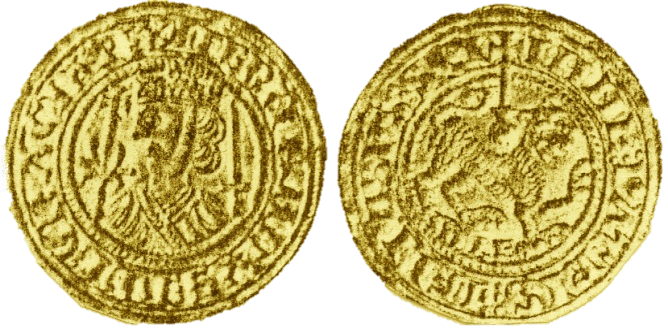 Tipo 33. Maravedí o Morabetino de Oro del rey Fernando II - Imagen 1