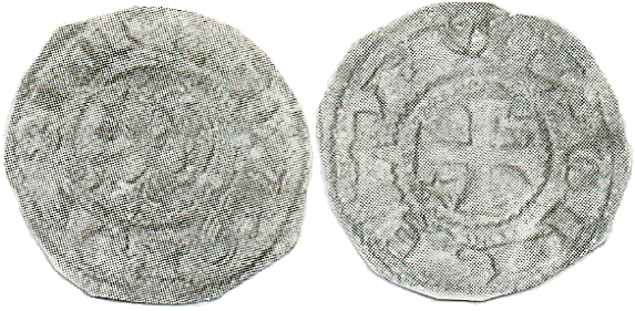 Tipo 36. Dinero previo y posterior a la batalla de Alarcos con leyenda “Tolleta”, con Estrellas de cinco puntas en segundo y tercer cuadrante - Imagen 1