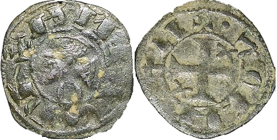 Tipo 36. Dinero previo y posterior a la batalla de Alarcos con leyenda “Tolleta”, con Estrellas de cinco puntas en segundo y tercer cuadrante - Imagen 5