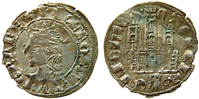 Tipo 4. Dinero Coronado de perfil y con gráfila en anverso de Sevilla, del Rey Alfonso de Castilla y León - Imagen 3