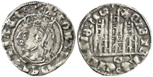 Tipo 4. Dinero Coronado de perfil y con gráfila en anverso de Sevilla, del Rey Alfonso de Castilla y León - Imagen 4