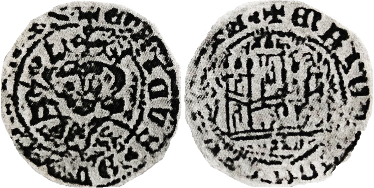 Tipo 4. Medio Quarto de busto de rey de frente del Ordenamiento de Aranda de Duero de 1461, con letra “P” Coronada - Imagen 1