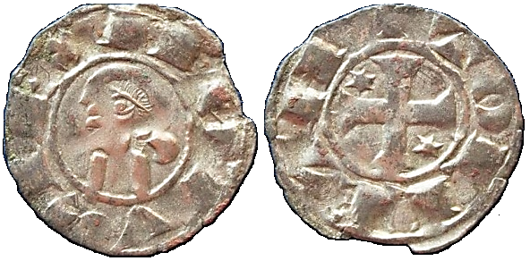 Tipo 40. Dinero posterior a la batalla de las Navas de Tolosa con leyenda “Tolleta”, y estrellas de seis puntas en primer y cuarto cuadrante - Imagen 1