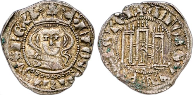 Tipo 5. Dinero Coronado de frente y con gráfila del Rey Alfonso de Castilla y León - Imagen 11