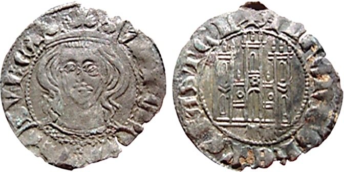 Tipo 5. Dinero Coronado de frente y con gráfila del Rey Alfonso de Castilla y León - Imagen 13