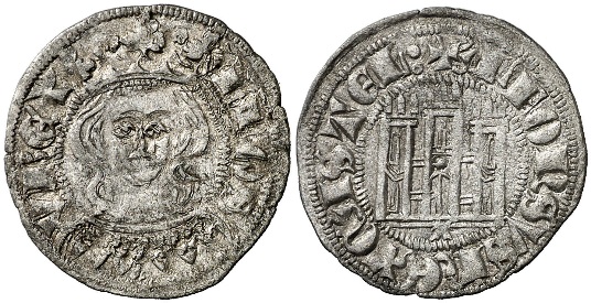 Tipo 5. Dinero Coronado de frente y con gráfila del Rey Alfonso de Castilla y León - Imagen 5