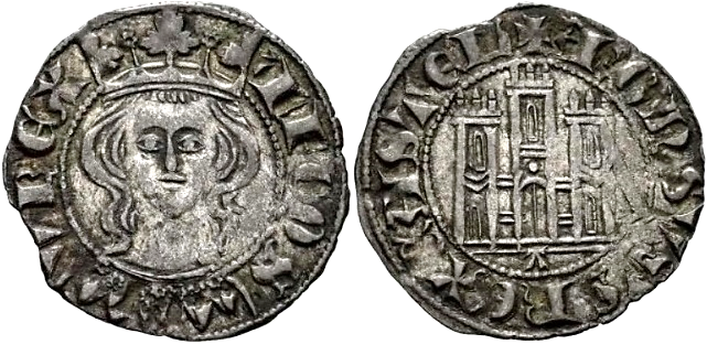 Tipo 5. Dinero Coronado de frente y con gráfila del Rey Alfonso de Castilla y León - Imagen 6