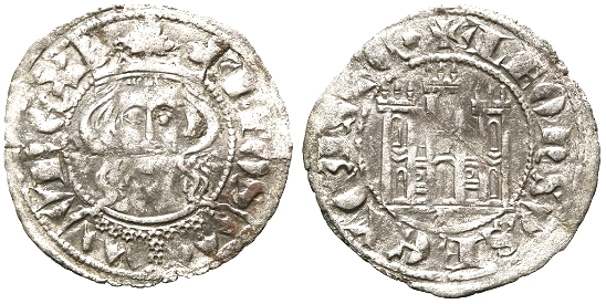 Tipo 5. Dinero Coronado de frente y con gráfila del Rey Alfonso de Castilla y León - Imagen 7