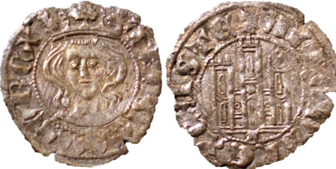 Tipo 5. Dinero Coronado de frente y con gráfila del Rey Alfonso de Castilla y León - Imagen 8