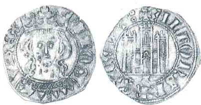 Tipo 5. Dinero Coronado de frente y con gráfila del Rey Alfonso de Castilla y León - Imagen 9