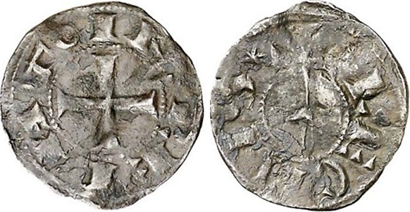 Tipo 57. Dinero de la Cruz de la Victoria simplificada con lema “Inperato” - Imagen 1