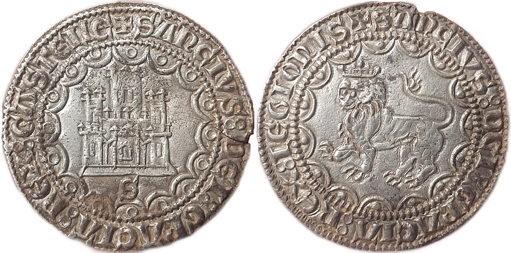 Tipo 6. “Divisor de la Moneda de Plata” Sanchiana de castillo y león en medios compases - Imagen 1