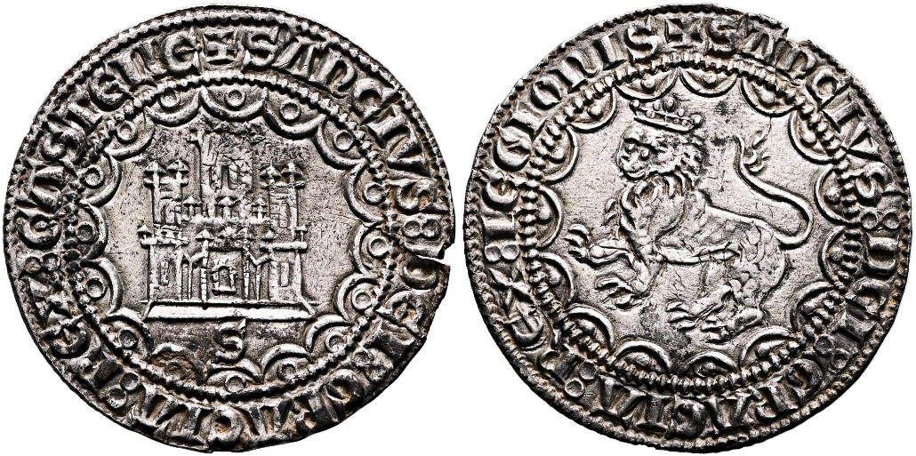 Tipo 6. “Divisor de la Moneda de Plata” Sanchiana de castillo y león en medios compases - Imagen 2