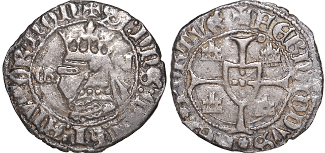 Tipo 6. Media Barbuda con busto de rey con celada - Imagen 1