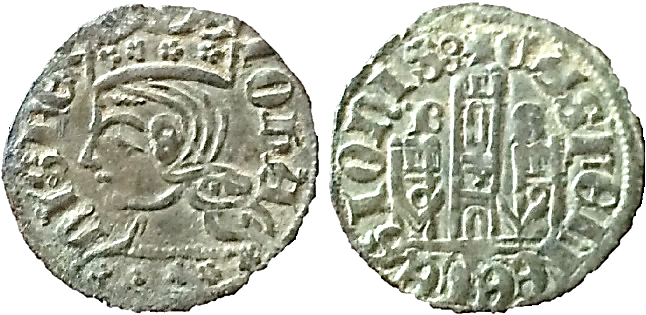 Tipo 7. Dinero de Busto Coronado o Cornado, con Castillo - Imagen 1