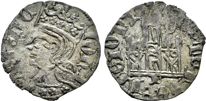 Tipo 7. Dinero de Busto Coronado o Cornado, con Castillo - Imagen 16