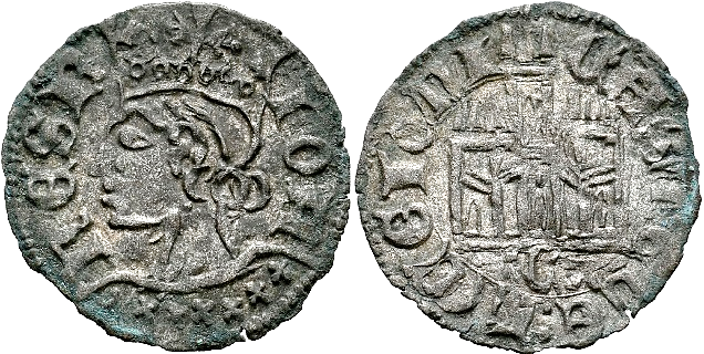 Tipo 7. Dinero de Busto Coronado o Cornado, con Castillo - Imagen 24