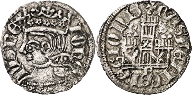 Tipo 7. Dinero de Busto Coronado o Cornado, con Castillo - Imagen 3