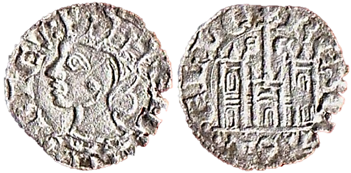 Tipo 7. Dinero de Busto Coronado o Cornado, con Castillo - Imagen 53