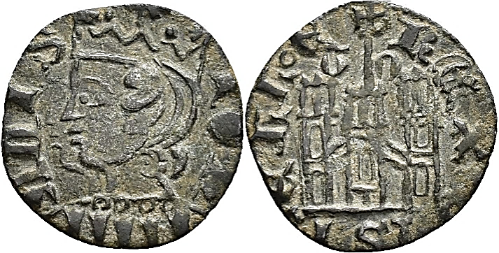 Tipo 7. Dinero de Busto Coronado o Cornado, con Castillo - Imagen 58