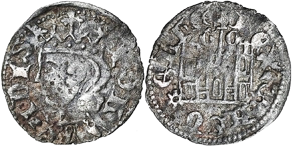 Tipo 7. Dinero de Busto Coronado o Cornado, con Castillo - Imagen 60