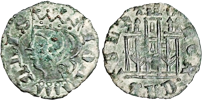 Tipo 7. Dinero de Busto Coronado o Cornado, con Castillo - Imagen 64