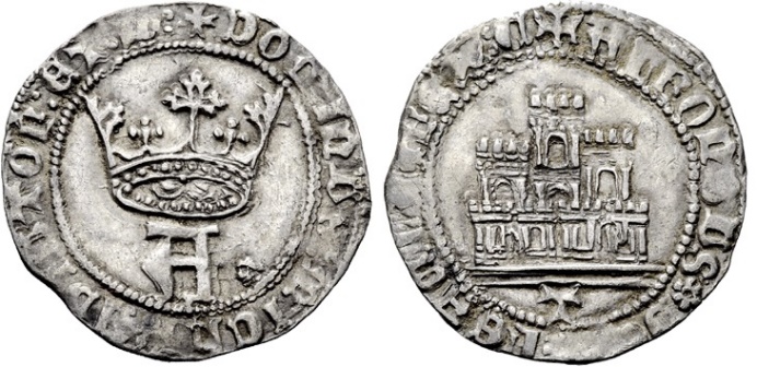 Tipo 8. Medio Real de “A” gótica Coronada y Castillo, de Toledo - Imagen 1