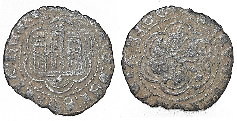 Tipo 1. Blanca de vellón con Castillo y León en orla polilobulada