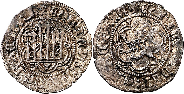 Tipo 1. Blanca de vellón con Castillo y León en orla polilobulada