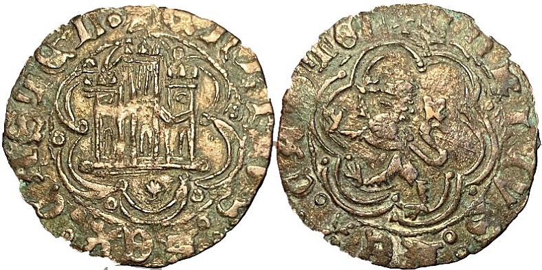 Tipo 1. Blanca de vellón con Castillo y León en orla polilobulada