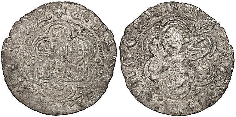 Tipo 1. Blanca de vellón con Castillo y León en orla polilobulada