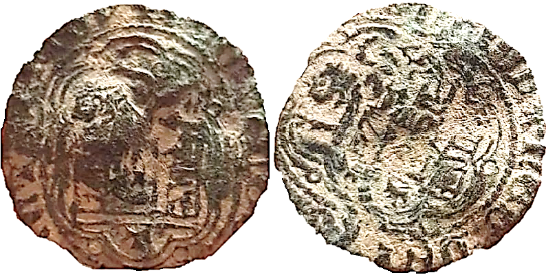 Tipo 1. Blanca de vellón con Castillo y León en orla polilobulada