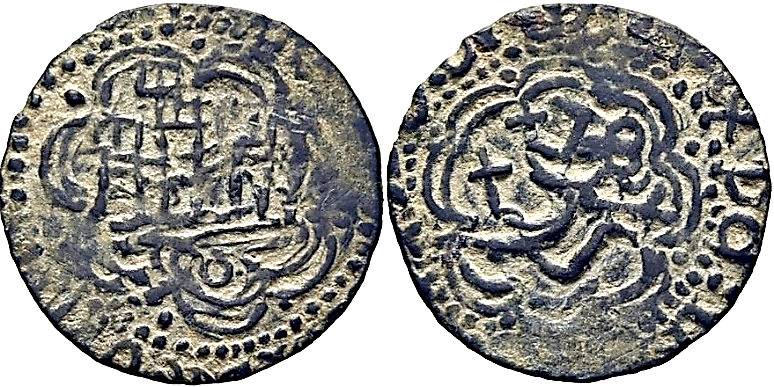 Tipo 1. Blanca de vellón con Castillo y León en orla polilobulada