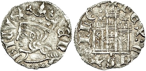 Tipo 27. Cornado con busto de rey de perfil y castillo, ambos sin gráfilas - Imagen 3