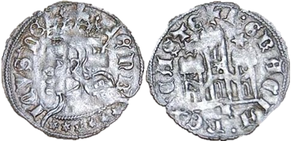 Tipo 27. Cornado con busto de rey de perfil y castillo, ambos sin gráfilas - Imagen 6