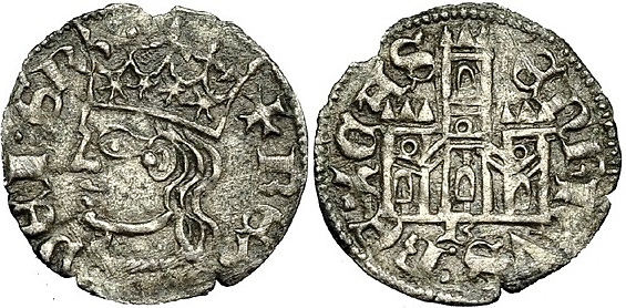 Tipo 27. Cornado con busto de rey de perfil y castillo, ambos sin gráfilas - Imagen 7