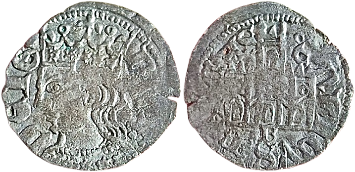 Tipo 27. Cornado con busto de rey de perfil y castillo, ambos sin gráfilas - Imagen 8