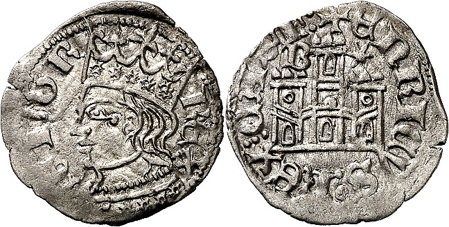 Tipo 27. Cornado con busto de rey de perfil y castillo, ambos sin gráfilas - Imagen 9