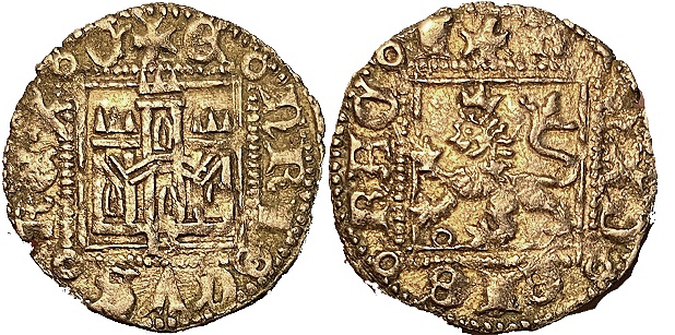 Tipo 31. Dinero Novén con castillo y león, con orla cuadrada - Imagen 1