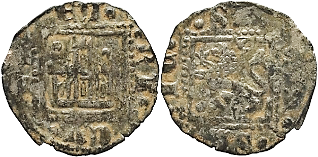 Tipo 31. Dinero Novén con castillo y león, con orla cuadrada - Imagen 91