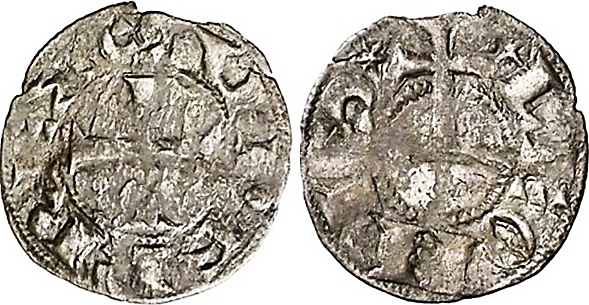 Tipo 55. Dinero de la Cruz de la Victoria simplificada, con lema “Svper Rex” - Imagen 3