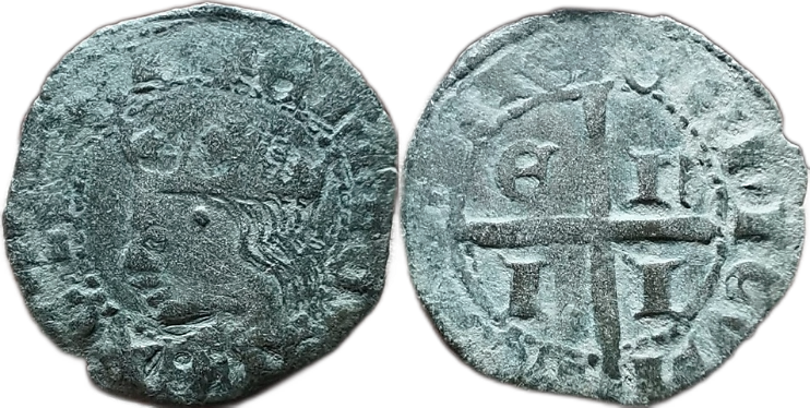 Tipo 11. Cruzado con Busto de rey a izquierda