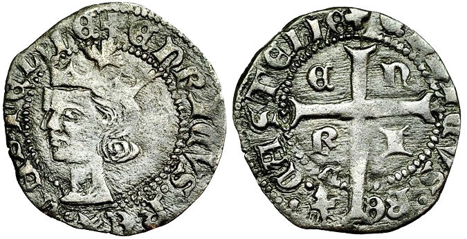 Tipo 11. Cruzado con Busto de rey a izquierda