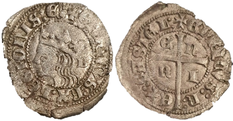 Tipo 11. Cruzado con Busto de rey a izquierda
