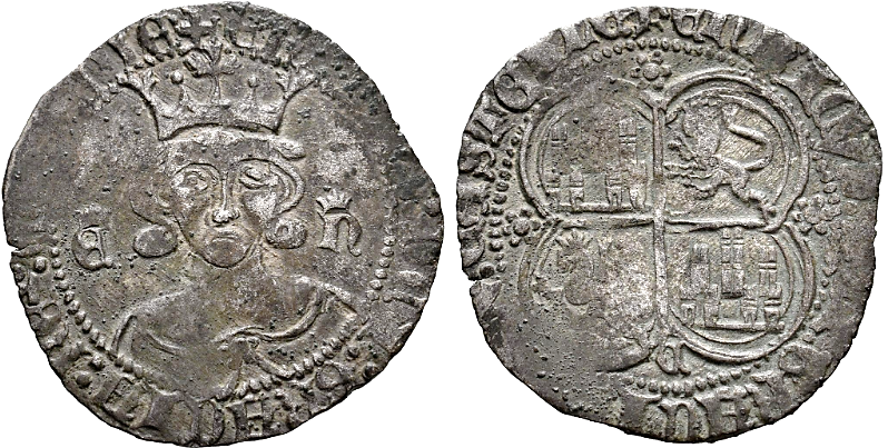 Tipo 15. Real de vell&oacute;n con busto de rey de frente