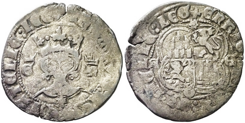 Tipo 15. Real de vell&oacute;n con busto de rey de frente