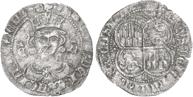 Tipo 15. Real de vell&oacute;n con busto de rey de frente