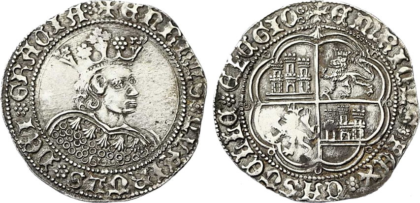 Tipo 9. Real de plata con el Busto de perfil del rey